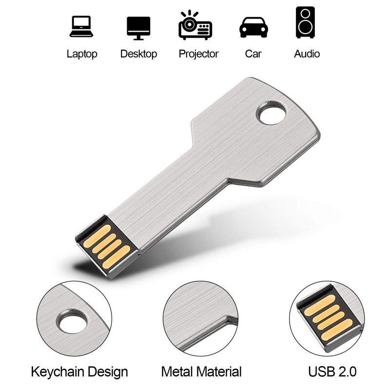RAOYI 10 عبوة 2GB فلاش USB USB 2.0 مفتاح معدني على شكل ذاكرة فلاش ميموري ستك قلم فلاش - فضي - Image 3